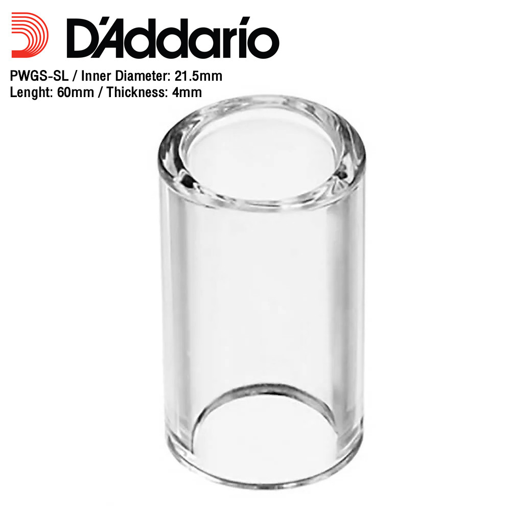 D'Addario® PWGS-SL สไลด์แก้ว แหวนสไลด์กีตาร์ อย่างดี ขนาดใหญ่ รูกว้าง 21.5 มิล  ยาว 60 มม  (Glass Guitar Slide)