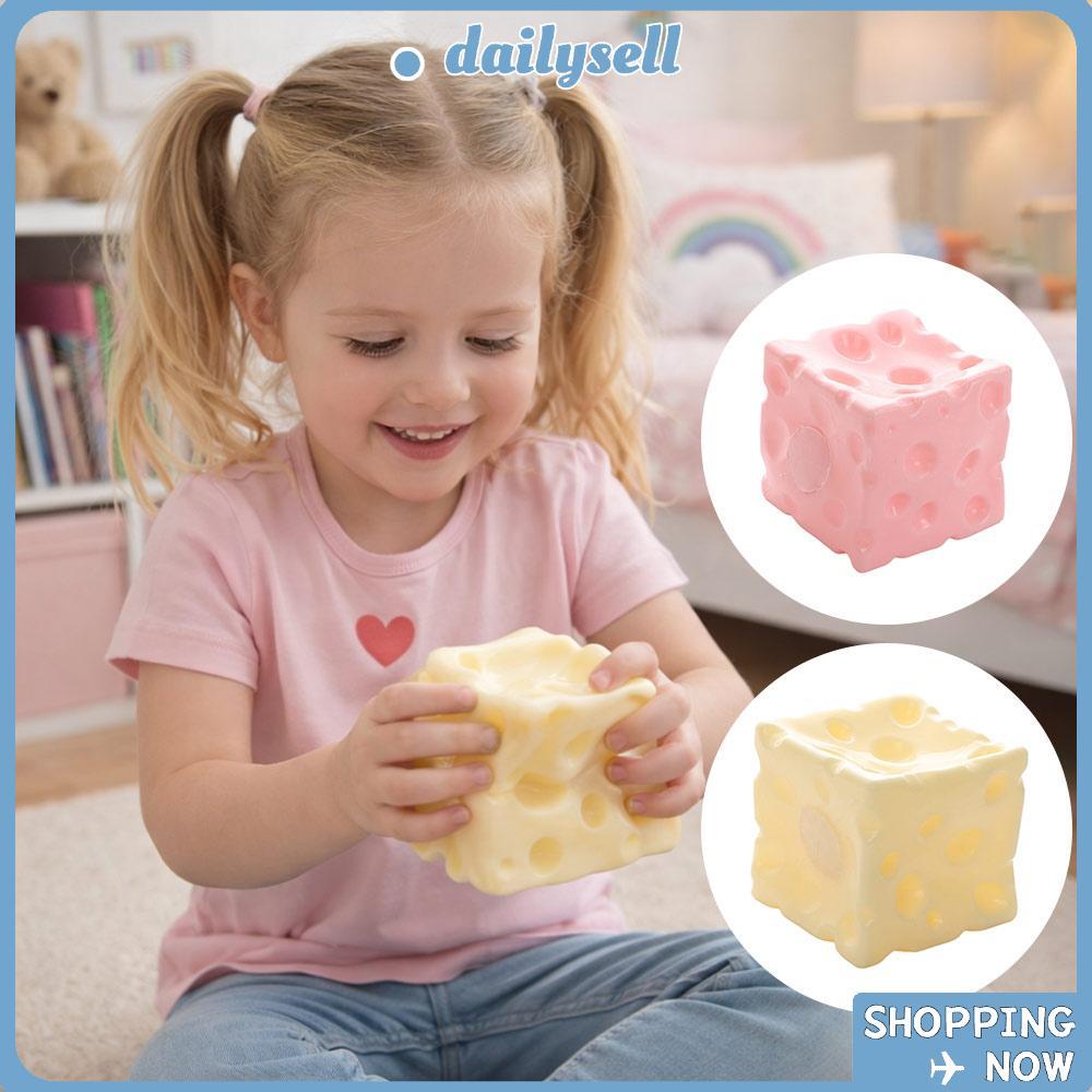 DAILY Cheese Squeeze Fidget Toy, Shapeable Non-Bounce Jumbo Cheese Cube Stress Ball, Anti-Stress Squ