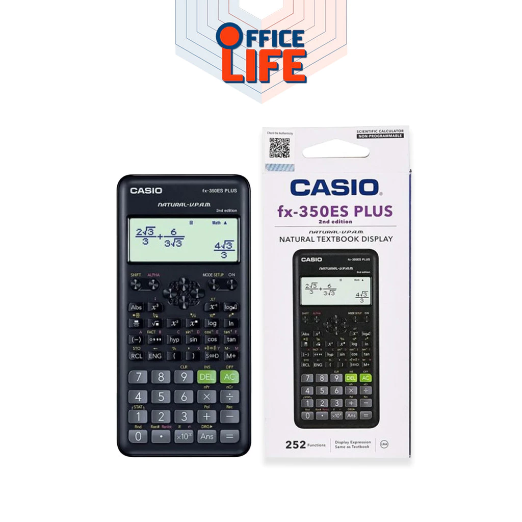 เครื่องคิดเลข วิทยาศาสตร์ Casio Fx-350ES Plus 2nd edition ของแท้ 100% [ รับประกันศูนย์ CASIO 2 ปี เต็ม] 1 เครื่อง