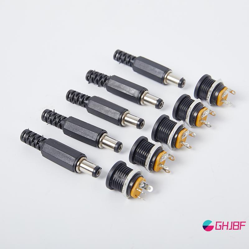 GHJBF] 5 ชิ้นชายปลั๊ก + 5 ชิ้น DC022 Soet หญิง Ja สกรู Nut คอเต่าแผง Mount Connector 5.5*2.1 มม.DC 1