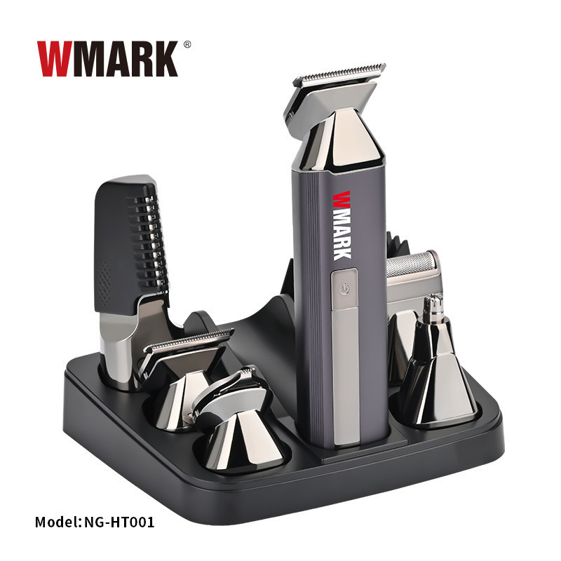 WMARK ปัตตาเลี่ยนผมไฟฟ้า Six-in-One Multi-Function ชุดโกนหนวดกันน้ําขนจมูกน้ํามันหัว Clipper แกะสลัก