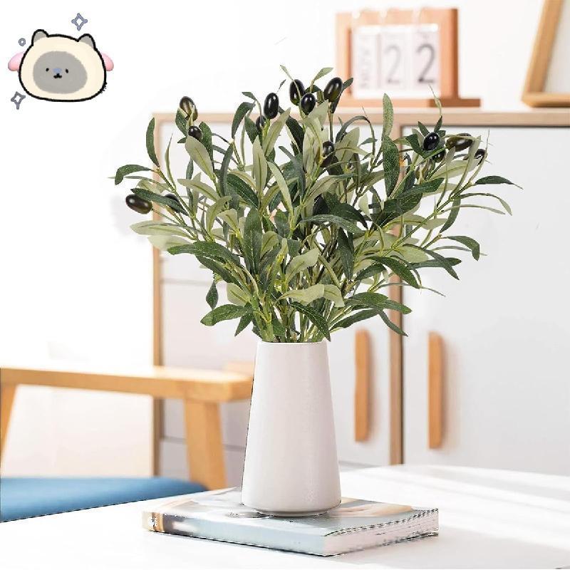 5/6 ชิ้นประดิษฐ์ Olive สาขา 28 ซม., จําลองสีเขียว Olive Tree Stems สําหรับงานแต่งงาน, ตาราง, Garden 