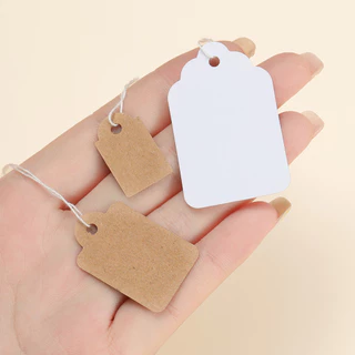 100ชิ้น ป้ายแท็กสินค้า (พร้อมเชือก) กระดาษคราฟท์เปล่า ป้ายเขียนราคา ป้ายของขวัญ อุปกรณ์แพ็คเกจจิ้ง DIY