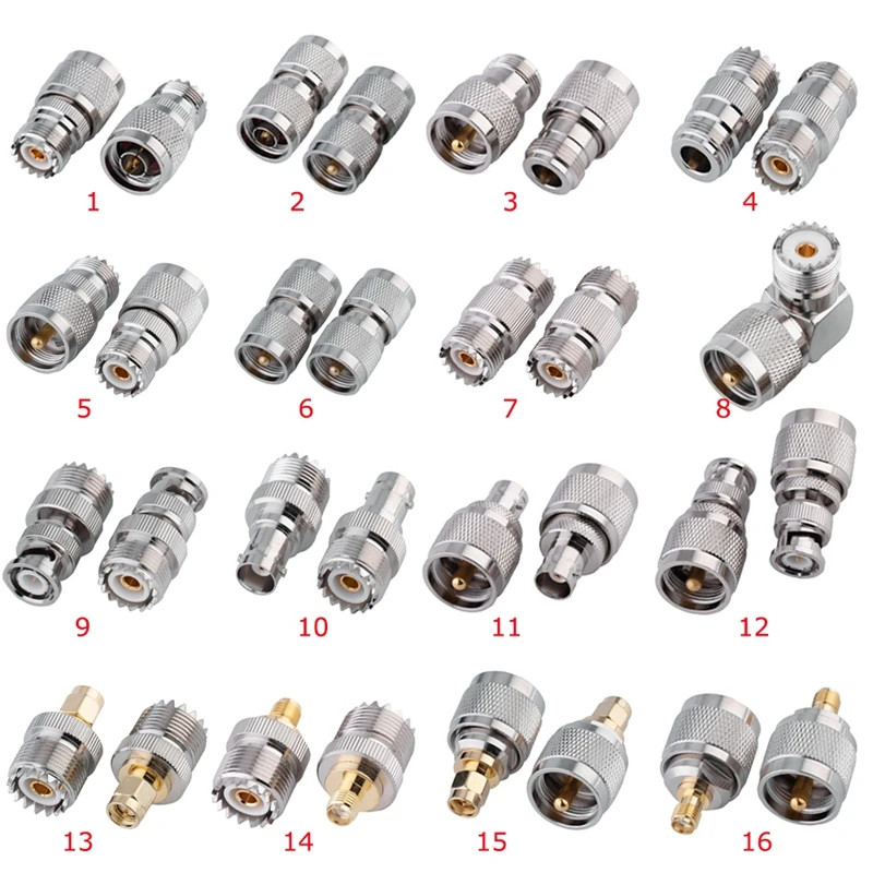 1 ชิ้น PL259 SO239 SL16 UHF Connector SO239 PL259 ถึง BNC SMA N ประเภทมุมขวาชายหญิงอะแดปเตอร์ RF Fas