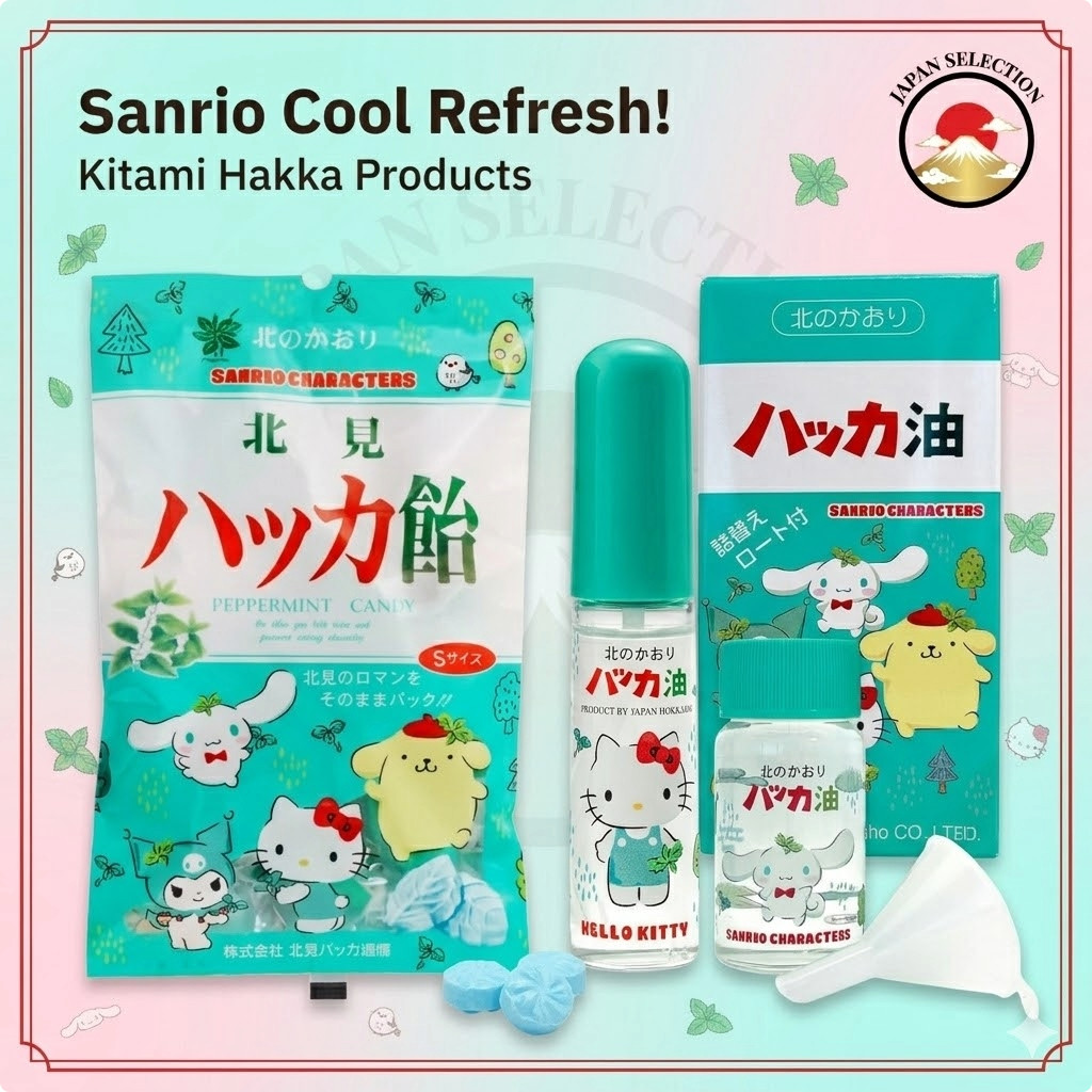 【from Japan】 Kitami Hakka Peppermint Oil & Candy Sanrio Characters Collaboration Items