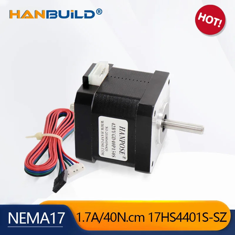 Nema17 Stepper Motor 17HS4401S-SZ 4-lead มอเตอร์เพลาคู่สําหรับ 3D เครื่องพิมพ์ Monitor อุปกรณ์