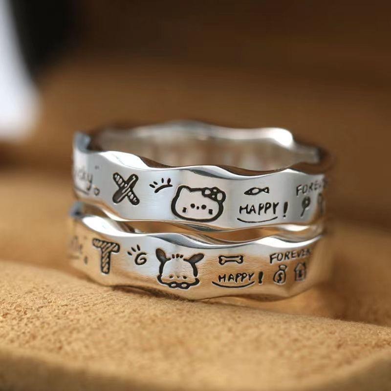 2026 Minimalist Graffiti Wavy Edge Ring หญิง