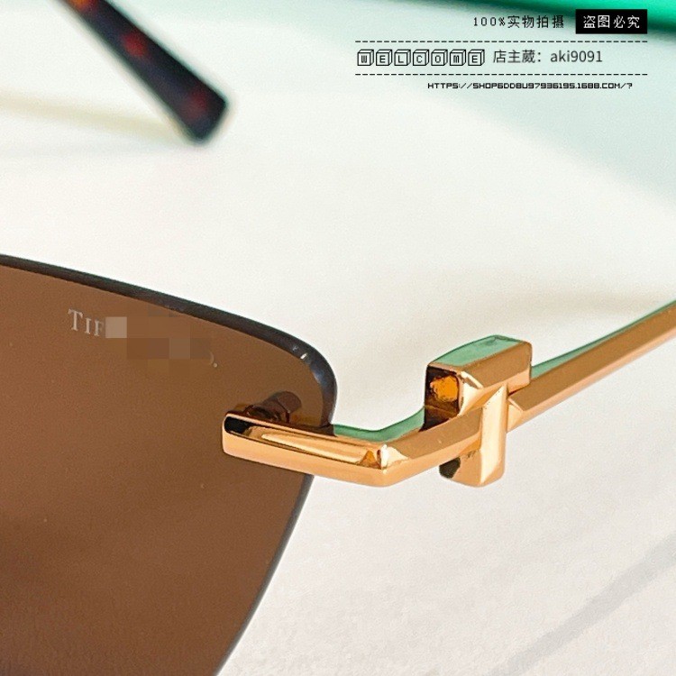 8GVC Tif---y Unique Frameless Cat-Eye Sunglasses for Women, Metal Sunglasses for Trendy Men tf2018
