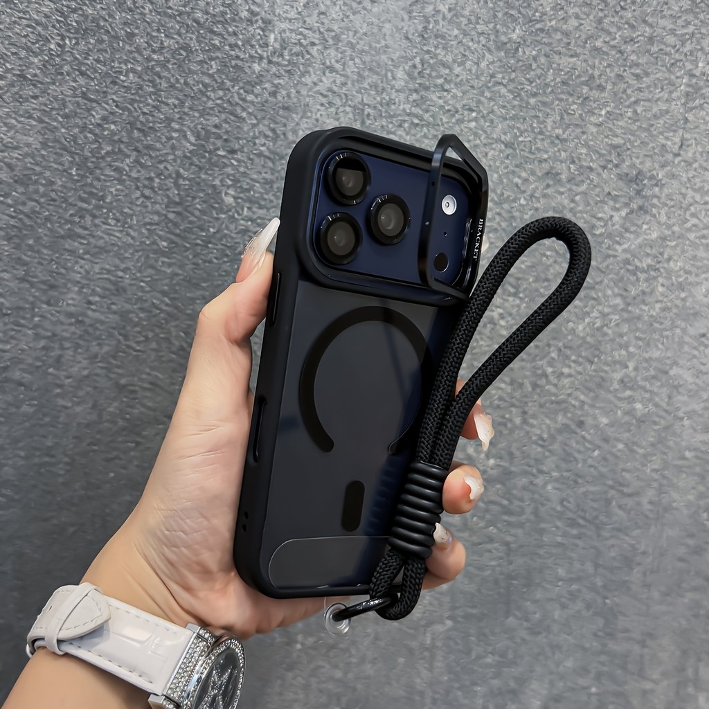 วงเล็บ + เคสโทรศัพท์ Lanyard เหมาะสําหรับ iPhone 17 Pro Max Air 16 15 14 13 12 11 Pro Max Plus กรอบโลหะแม่เหล็กเลนส์ฟิล์มป้องกัน