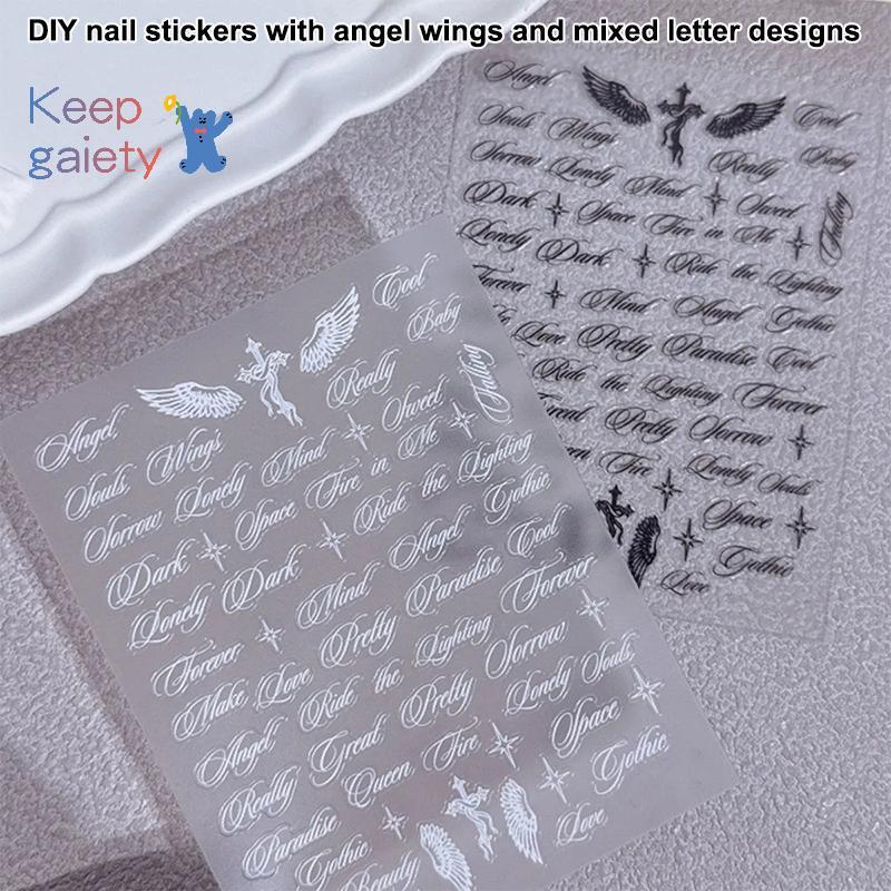 [Kpt-t] 3D Angel Wings เล็บตัวอักษรสีขาว Stiers ตัวอักษรผสมออกแบบสติ๊กเกอร์ติดเล็บสําหรับศิลปะ DIY มืออาชีพ [ใหม่]