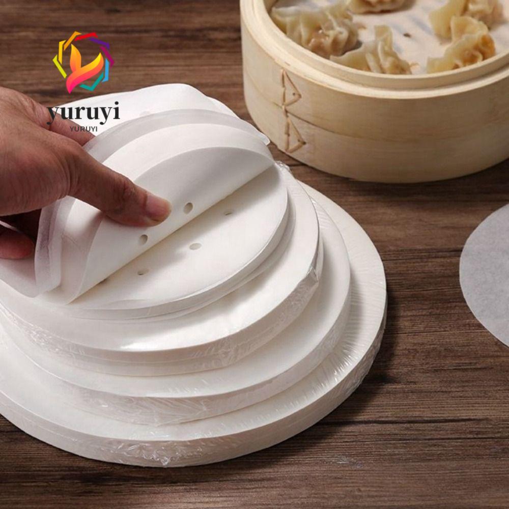 YURUYI 100 ชิ้น Steamer กระดาษ, 4/5/6/7/8in รอบ Buns ขนมอบกระดาษไม่ติด, ทิ้ง Buns Pad กระดาษครัวทําอ