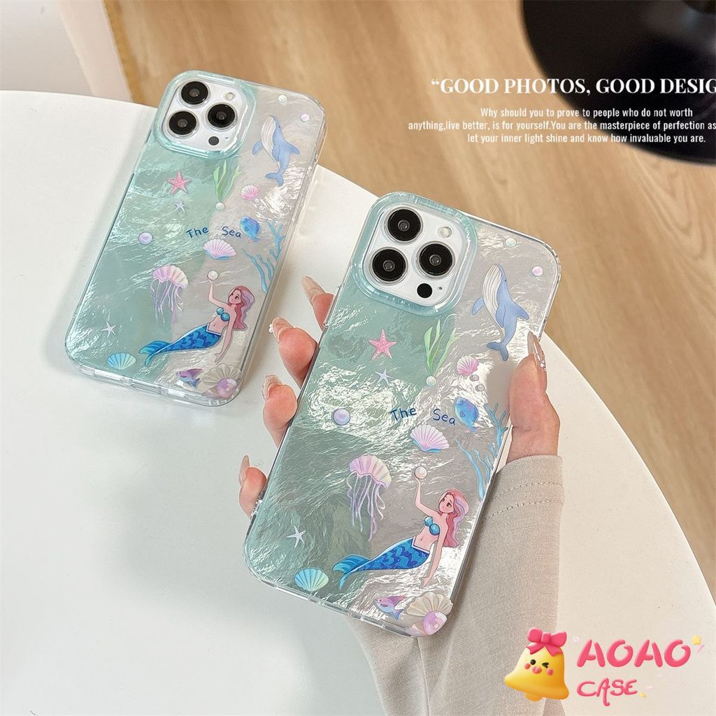 เคสไอโฟน 17 เคสเงือกใต้ทะเล ลายน้ำแข็ง วัสดุ IMD หนา 16 สำหรับ iPhone 15 11 13 16 Pro 12 14 Pro Max 15 Plus XR X XS Max – โปรปัง