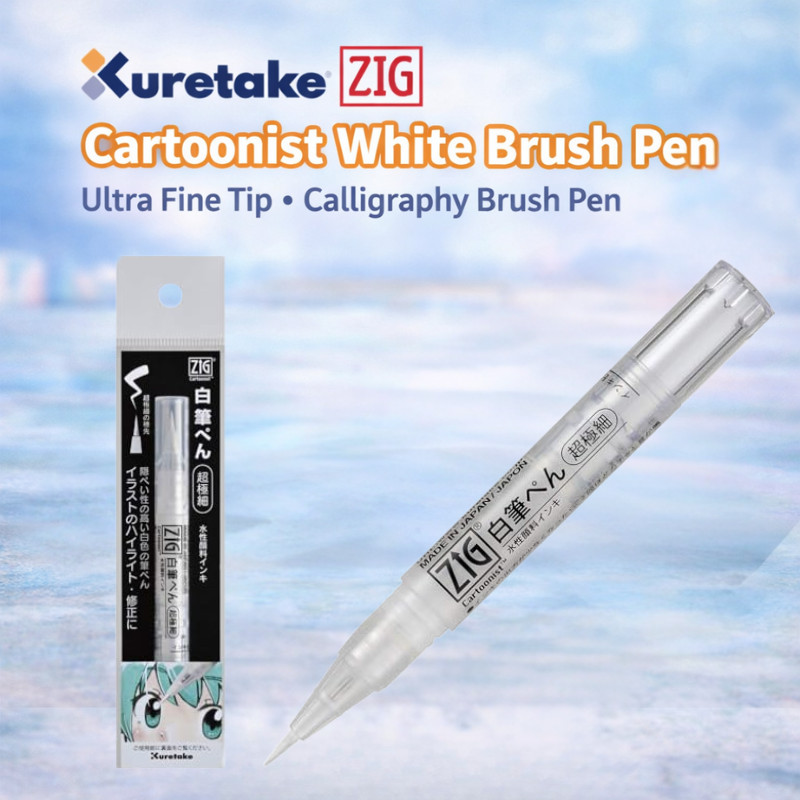 Kuretake White Brush Pen ZIG Cartoonist Ultra-Fine Brush Pen CNBW-02S