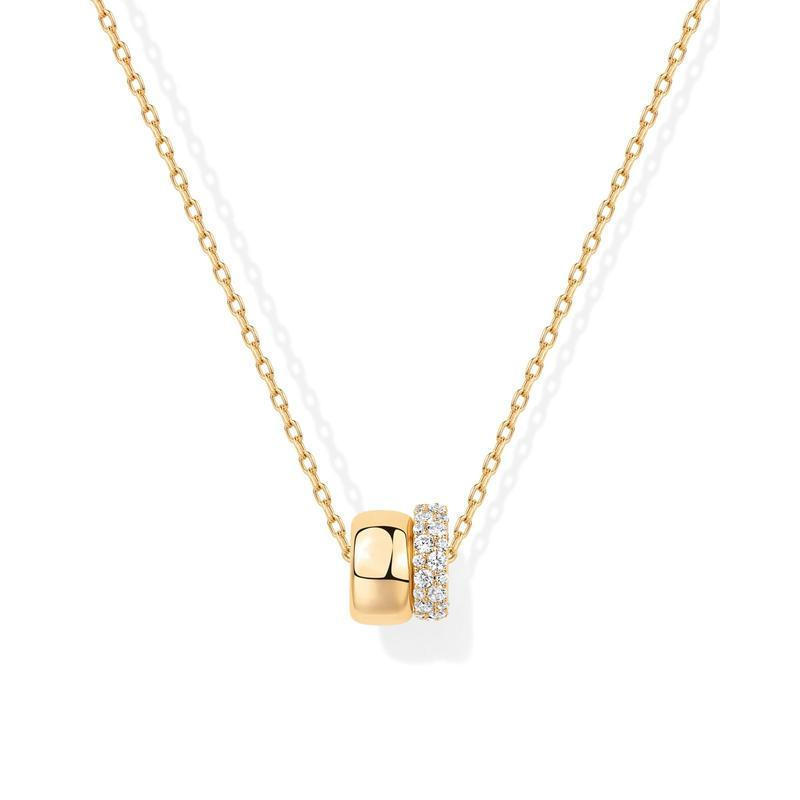 สร้อยคอมุก 큐บ์ ไซโรมเนีย กะไหล่ทองพลาทด 14K พร้อมโซ่เลื่อน 19 นิ้ว