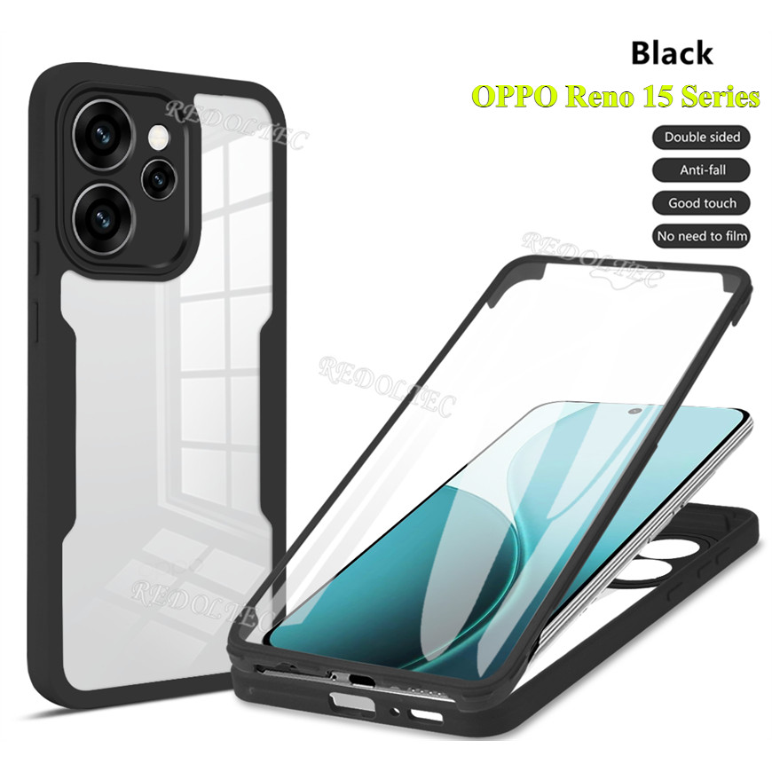 360 คลุมทั้งหมดกรณี OPPO Reno 15 15Pro Reno 15F 15 Pro Max กันกระแทกอะคริลิคใสด้านหน้าด้านหลังสองด้านป้องกัน Hard เคสโทรศัพท์ OPPO Reno15 F Reno15F