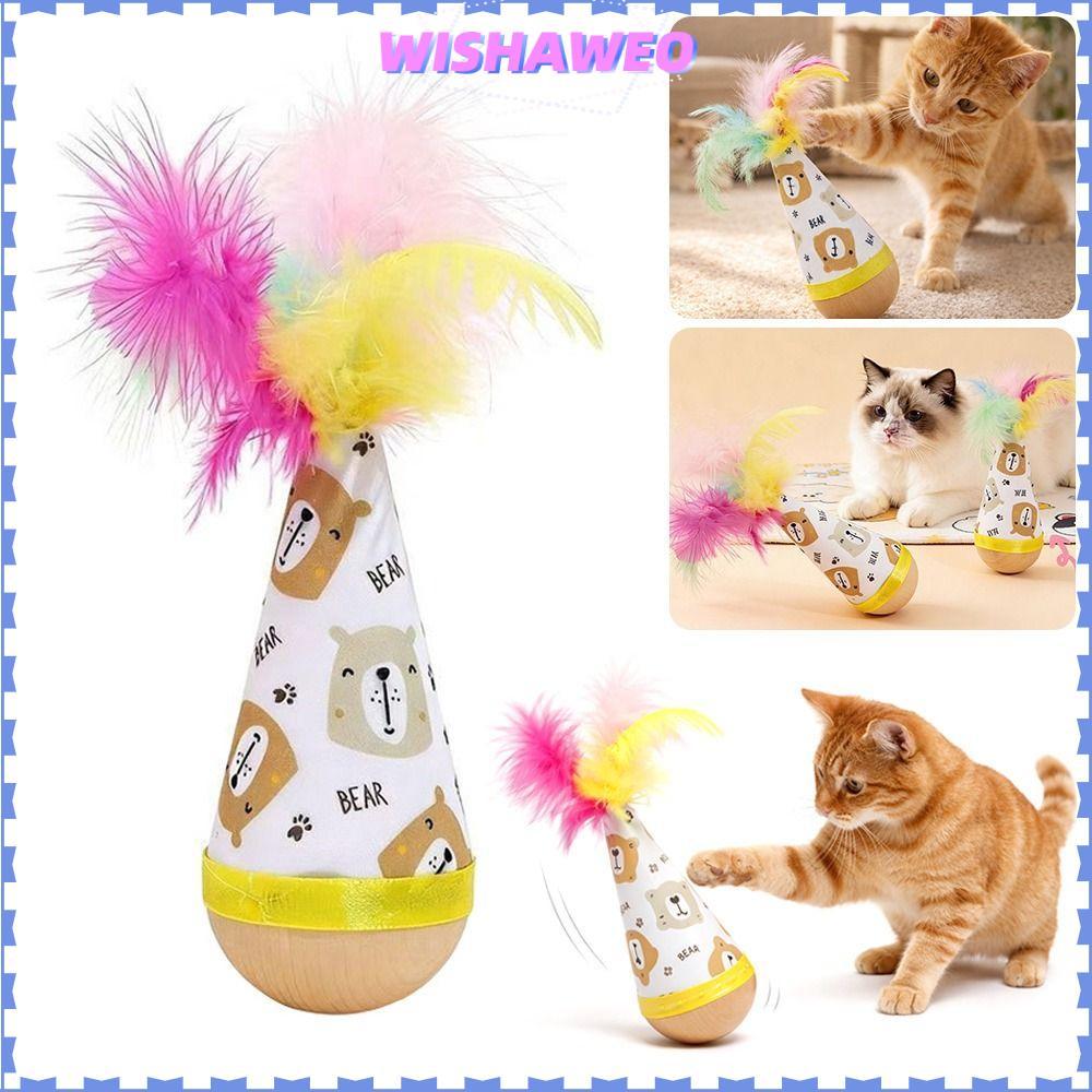 WISHAWEO Tumbler ของเล่นแมว, ไม้บิด Cat Tumbler Wobbler, Interactive Scratch-proof Bite-proof Feather ของเล่นแมวสําหรับแมว Entertain Theselves