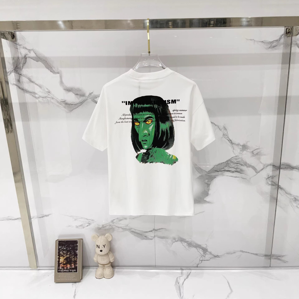 6KH6 Off-White Pure cotton for summer Letter witch print short sleeve shirt T T-shirt Couple Style