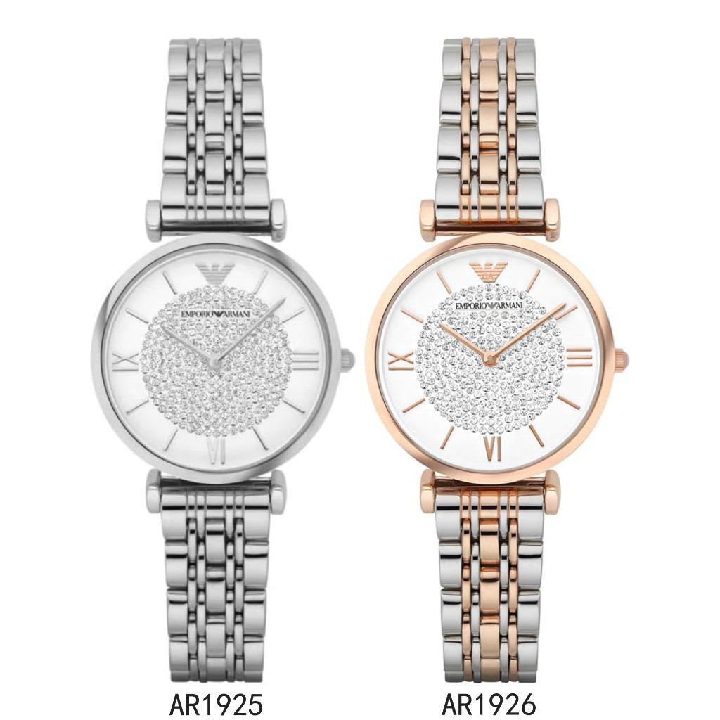 EMPORIO ARMANI นาฬิกาข้อมือ Retro Crystal Pave Dial - Multi-color รุ่น AR1926 AR1925 AR1907 AR1908 AR1909 32mm