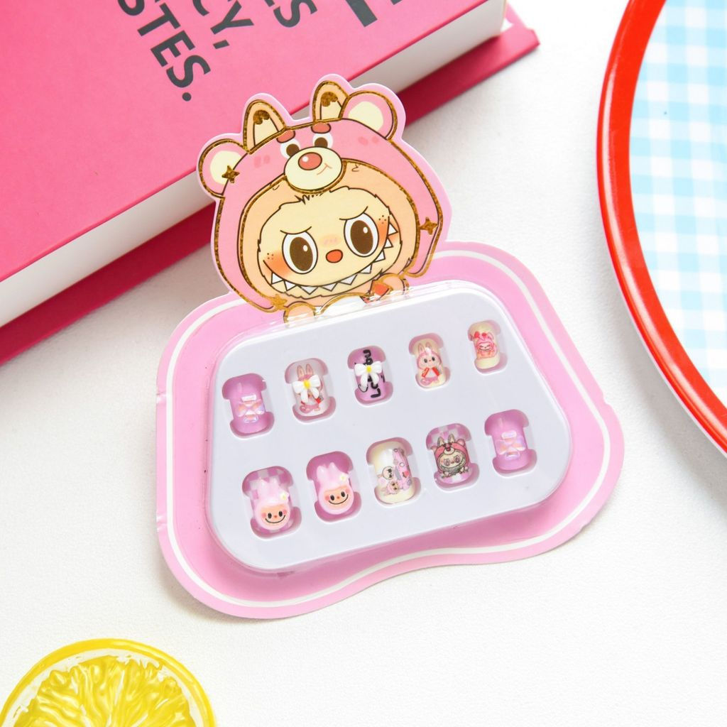 JUA2025New children's wearable armor3-10Labubu cute girl's non-toxic and harmless nail art set12U