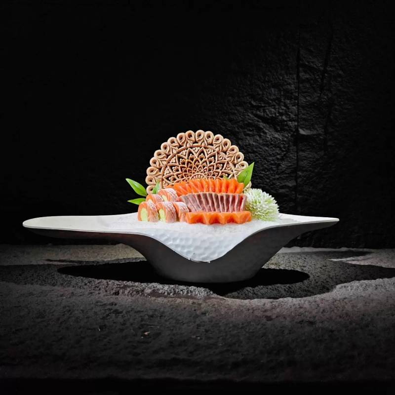 Melamine Chinese Oval Salmon Sashimi Panshan Wild Wind Seafood Melamine Chinese Oval Salmon Sashimi 