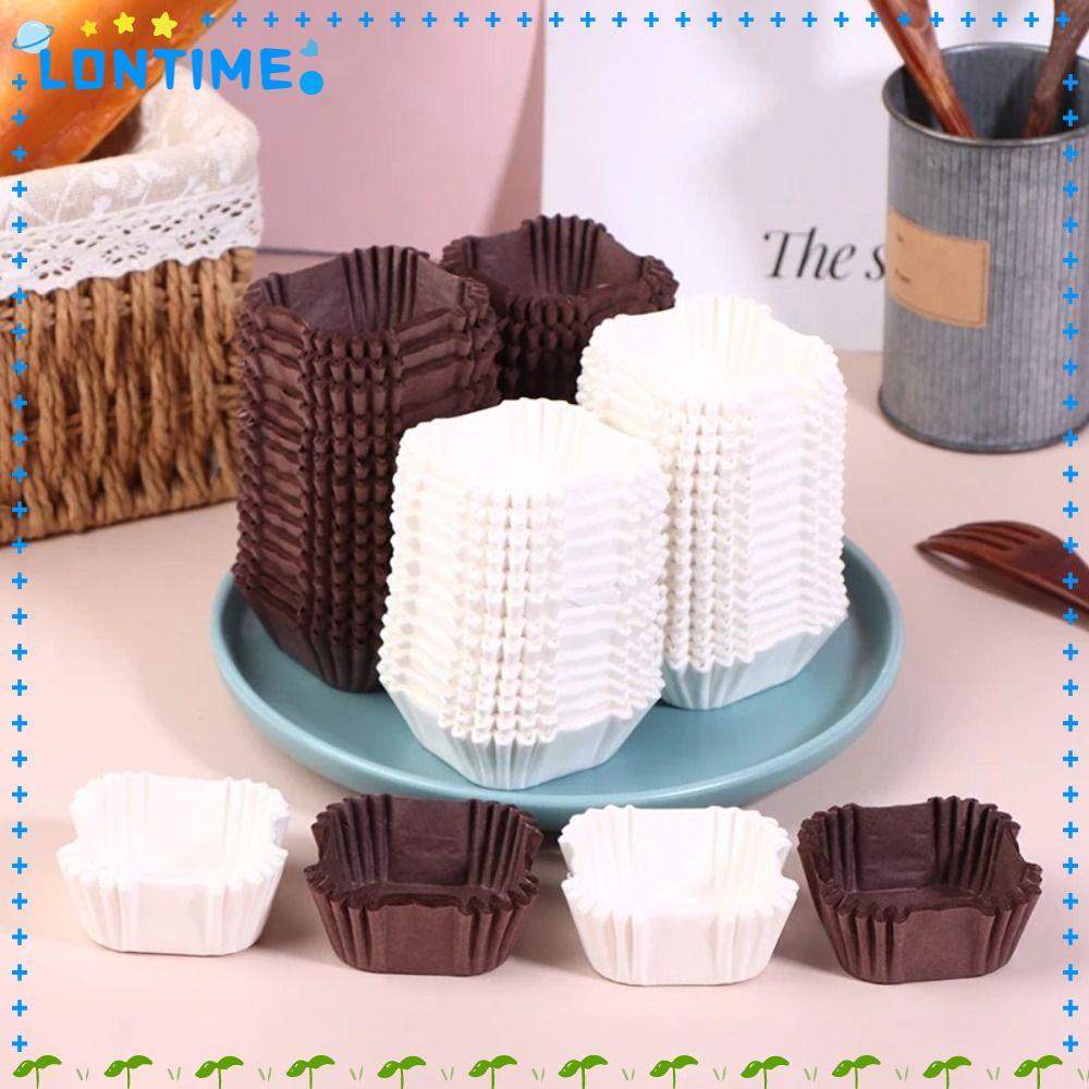 LONTIME 100 ชิ้นมัฟฟินเบเกอรี่ถ้วย,กระดาษสแควร์คัพเค้ก Liners,เป็นมิตรกับสิ่งแวดล้อมน้ํามันกระดาษ Liners วันเกิด Party