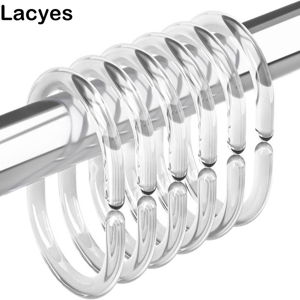 LAYES 24 ชิ้นแหวนม่านอาบน้ํา,พลาสติกรูปตัว C นํากลับมาใช้ใหม่ได้,ห้องน้ําแบบห่วงตาบอดใสแบบถอดได้ที่ใ