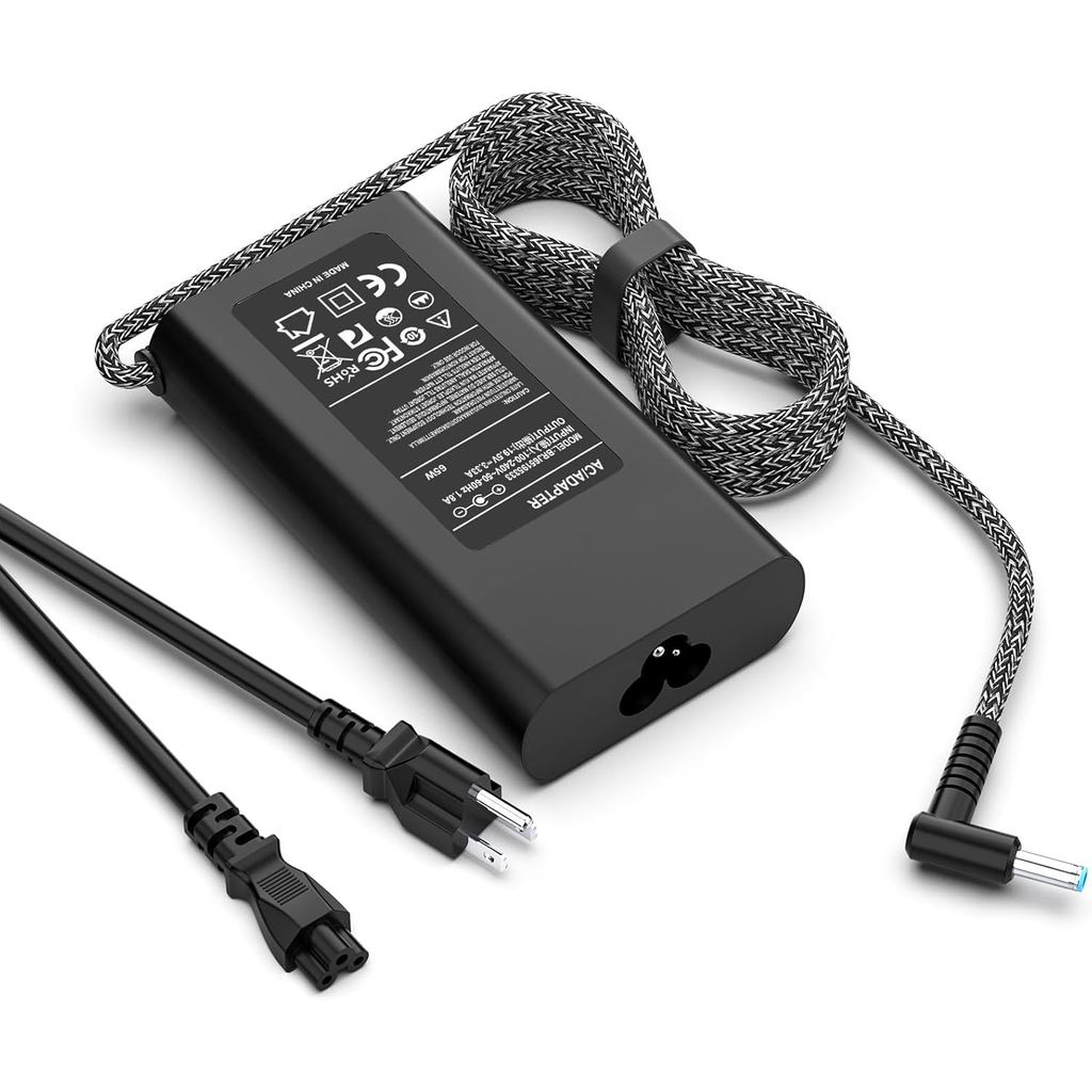 65W Laptop Charger เข้ากันได้กับ HP รุ่น 14 14-cf, 14-cb, 14-dq, 14-dk, 14-ca, 14-an; 14-cf2111wm, 1