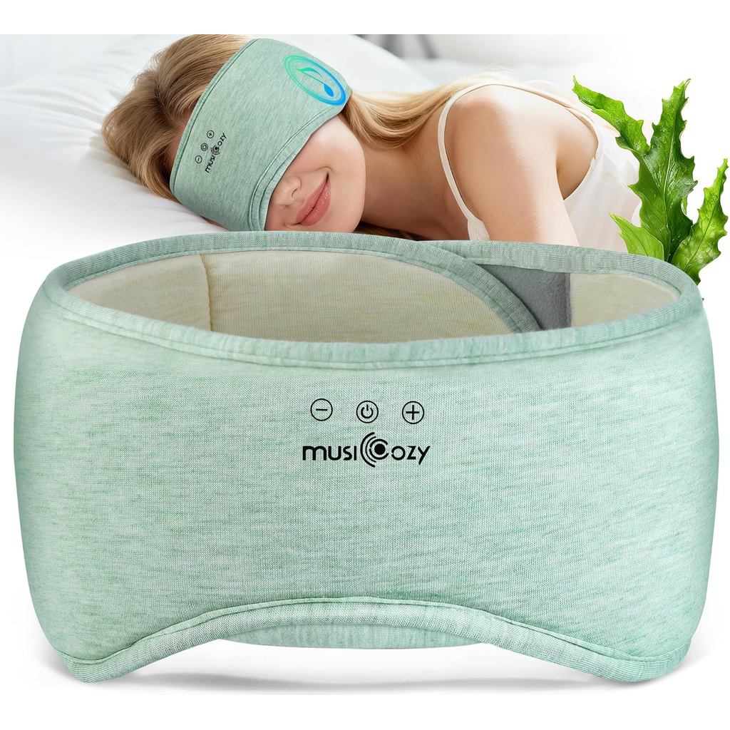 MUSICOZY Bluetooth 5.4 Sleep Headphones Eye Mask with Seaweed Fiber Cotton, Ultra Soft Fully Wraped 