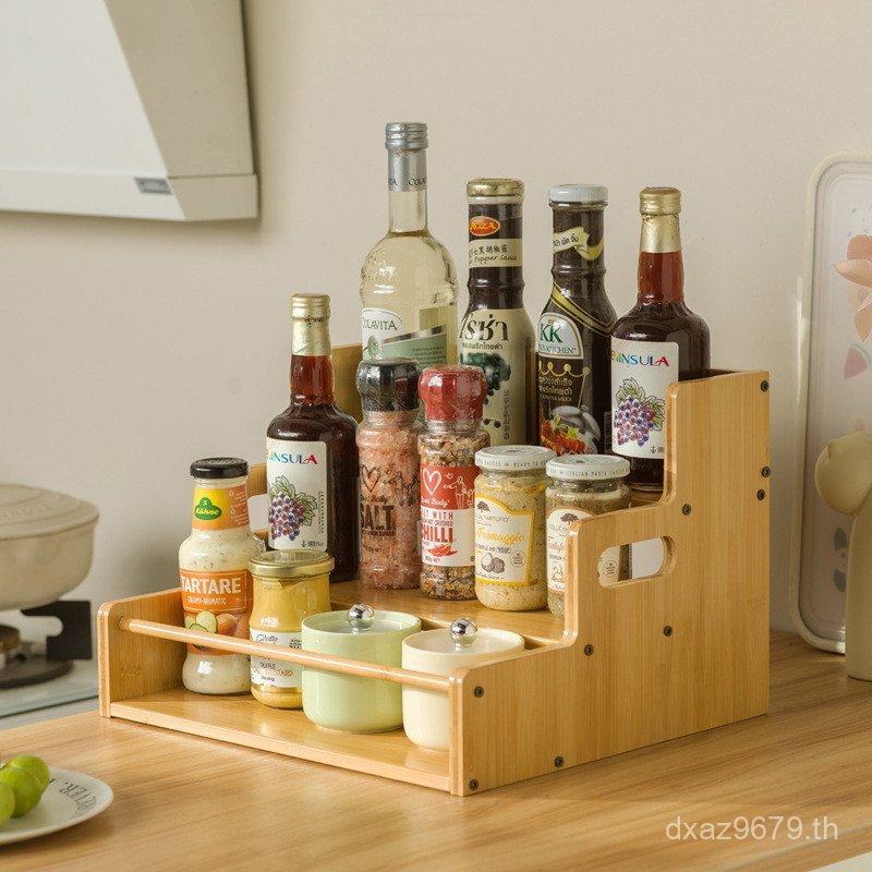 Storage Storage Rack Storage Rack เครื่องปรุงรสห้องครัว Step เคาน์เตอร์อเนกประสงค์เครื่องปรุงรส Anti