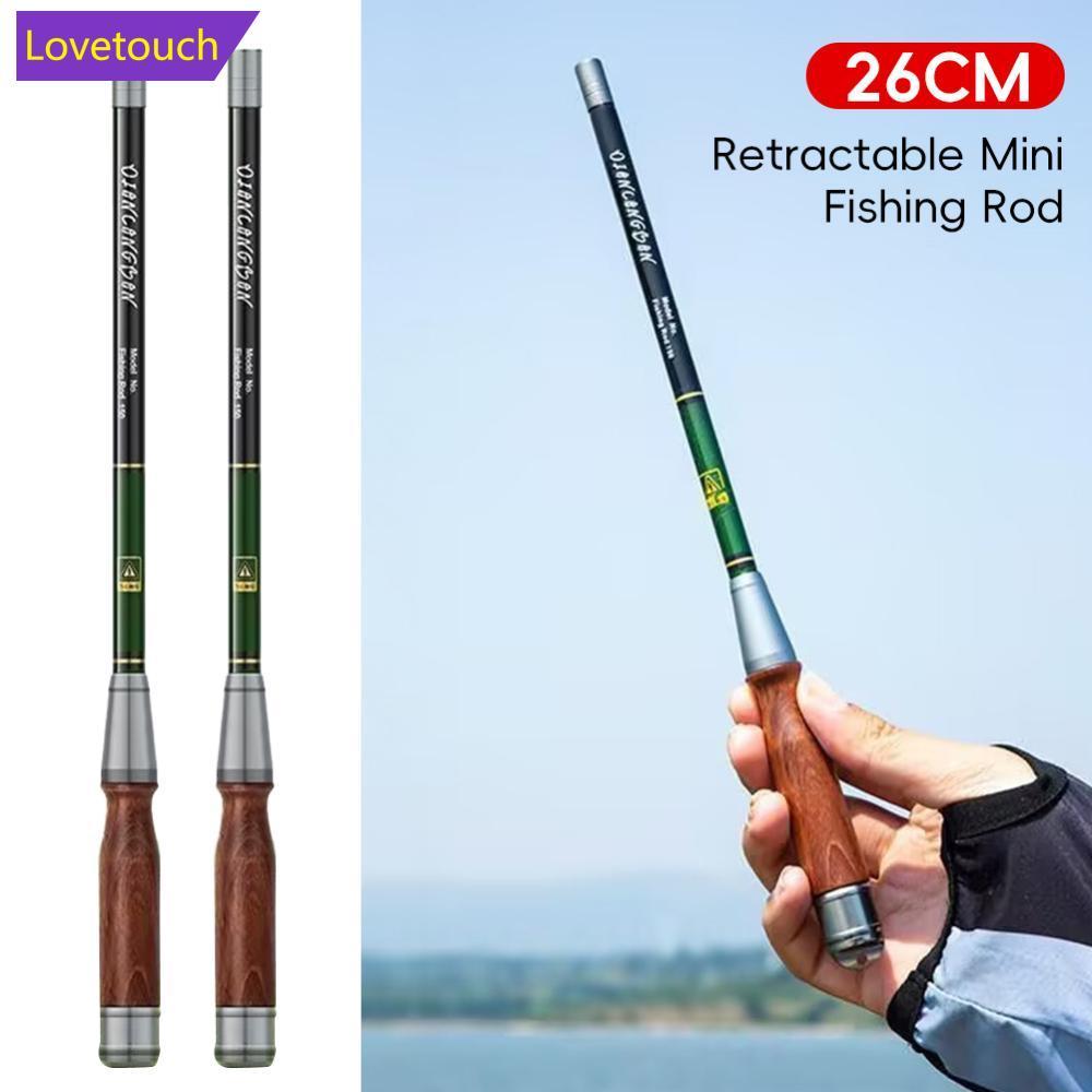 LOVETOUCH 1PC 26 ซม.Retractable Mini Micro Fishing Rod 37 Action คาร์บอนไฟเบอร์แบบพกพาปากกาสไตล์ Han