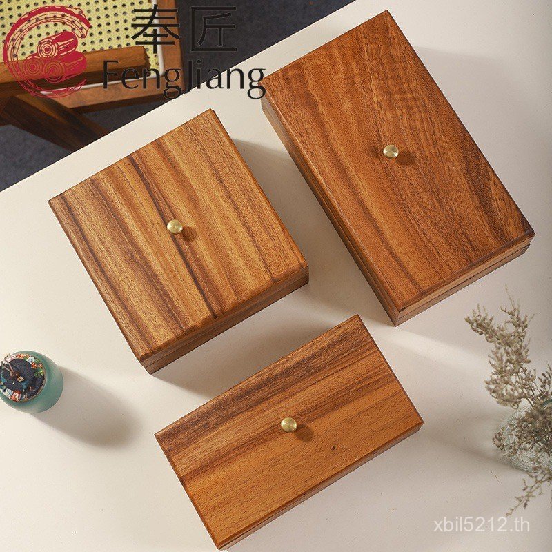 ไม้อะคาเซีย South American Double-Layer Candy Box Compartmented Snacks Snacks พร้อมฝาปิดวอลนัทห้องนั