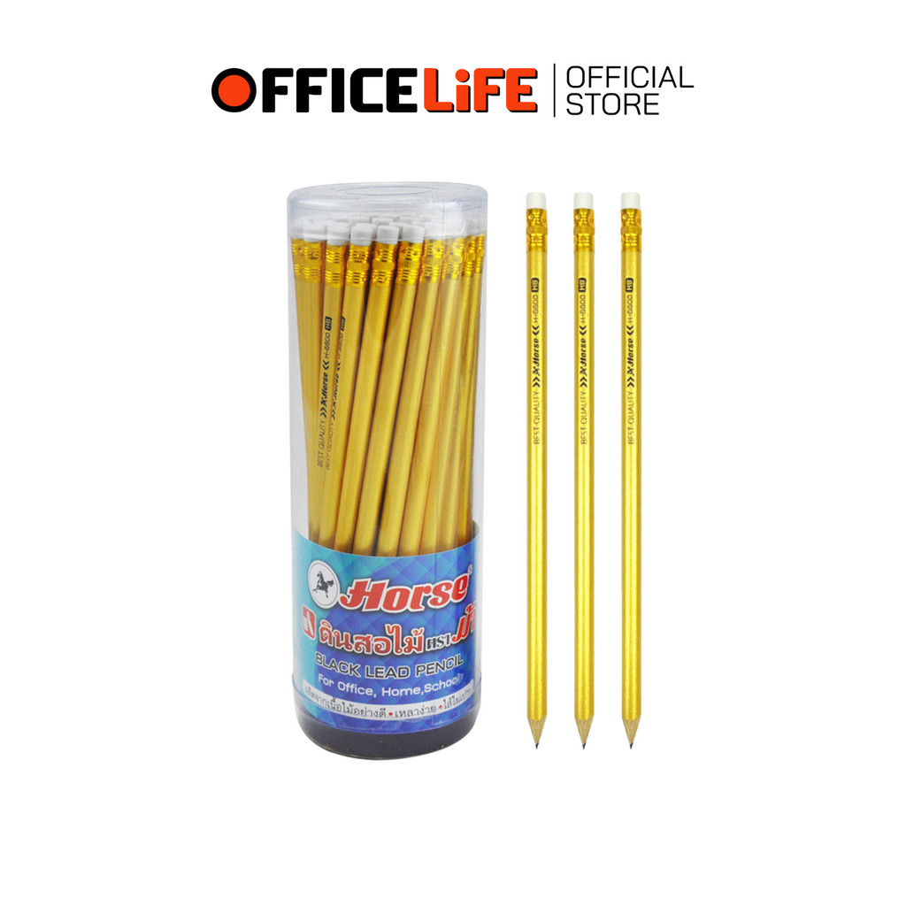 HORSE (ตราม้า) ดินสอไม้ รุ่น H-6600 ความเข้ม HB (50ด้าม/กระปุก)