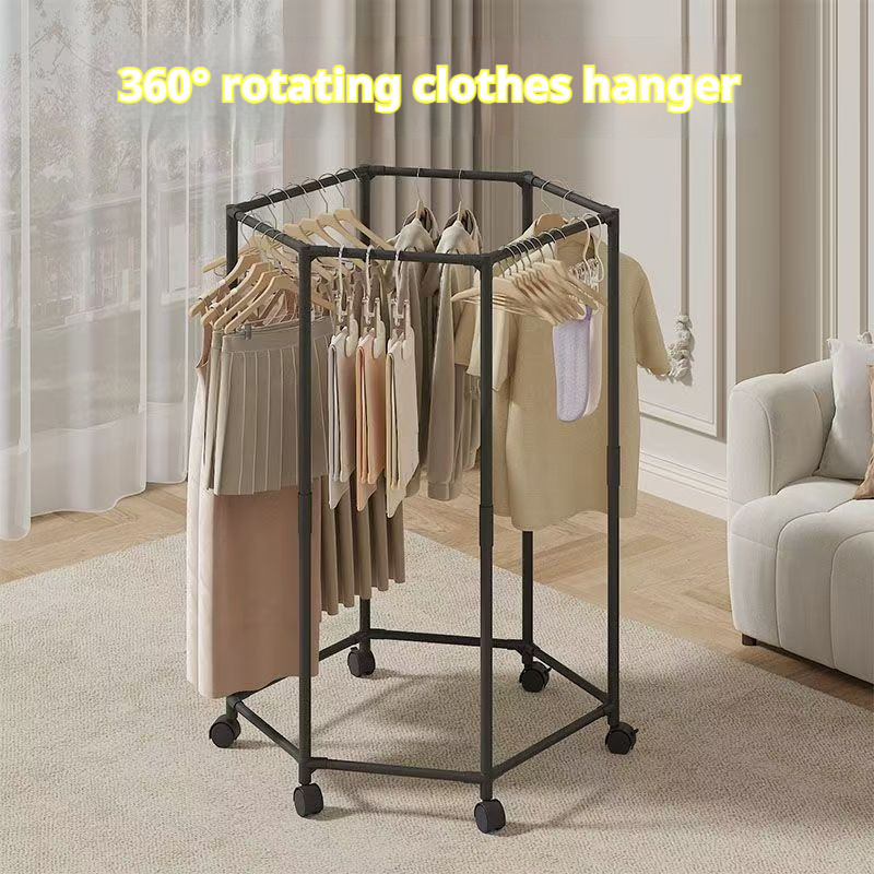 Mobile Floor Standing Clothes Rack Bedroom Clothes Storage Rack Dormitory Balcony Clothes Drying Rac