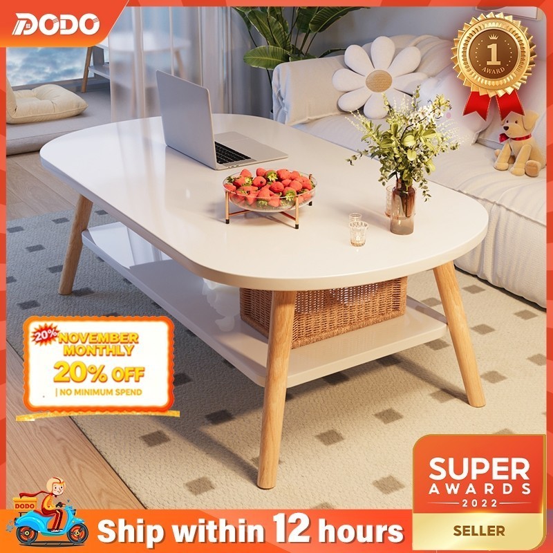2 Layer Coffee Table Living Room Sofa Side Table Simple Oval Table Meja Kopi Ruang Tamu Sofa Simple 