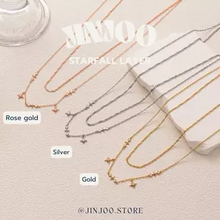 Jinjoo สร้อยคอ+สร้อยข้อมือ รุ่น Starfall Layer สแตนเลส ไม่ลอกไม่ดำ ใส่อาบน้ำได้ หลากหลายสี Rose gold Silver Gold