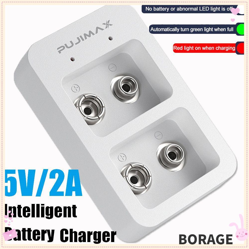 BORAG 2 Slot แบบพกพาชาร์จ Universal Fast Charging Dock สําหรับ 9V Ni-MH/Ni-Cd/Li-ion แบตเตอรี่ชาร์จ