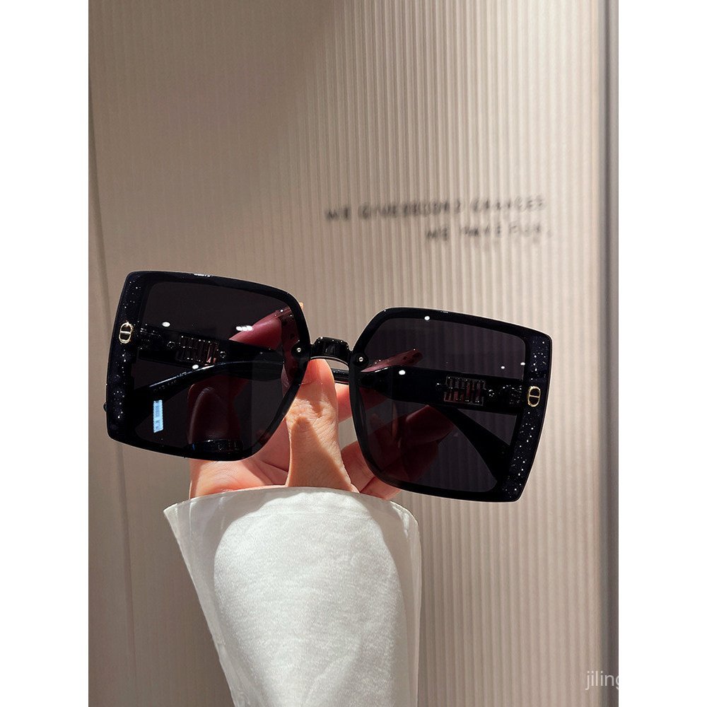 Retro Square กรอบขนาดใหญ่ Glitter สุภาพสตรีรอบ Face Slimmer ดูสไตล์ใหม่เกาหลีรุ่นอินเทรนด์แว่นตากันแ