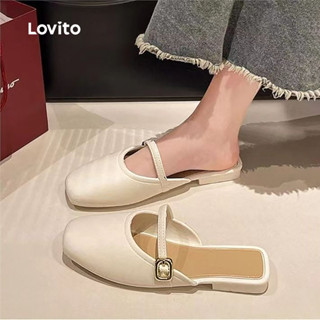 Lovito  รองเท้าแตะผู้หญิงแบบลําลอง เรียบง่าย พื้นแบน LFA1060…