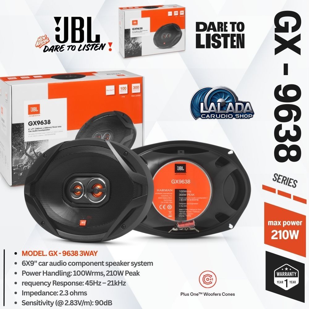 L2D CARAUDIO JBL CLASS TOP GX 9638 ลำโพงติดรถยนต์ 6×9นิ้ว 45Hz – 21KHz กำลังขับ 210watts เสียงครบทุกย่าน ราคา ถูกที่สุด ดีลบีเคเค