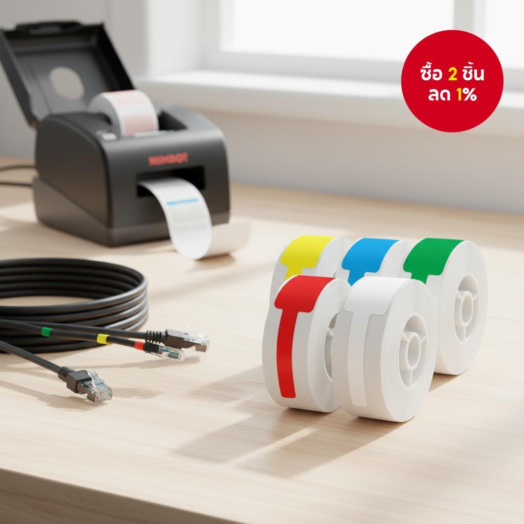 กระดาษสติ๊กเกอร์ NIIMBOT D11 D110 D101 กระดาษสําหรับพิมพ์ข้อมูล สายเคเบิล สายไฟเบอร์ สายเครือข่าย ป้