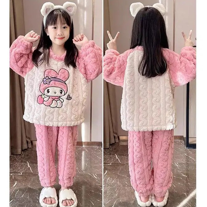 ชุดนอนเด็ก ชุดนอนลายการ์ตูน สำหรับเด็กผู้หญิง ใส่กันหนาว ผ้านิ่ม ใส่สบาย