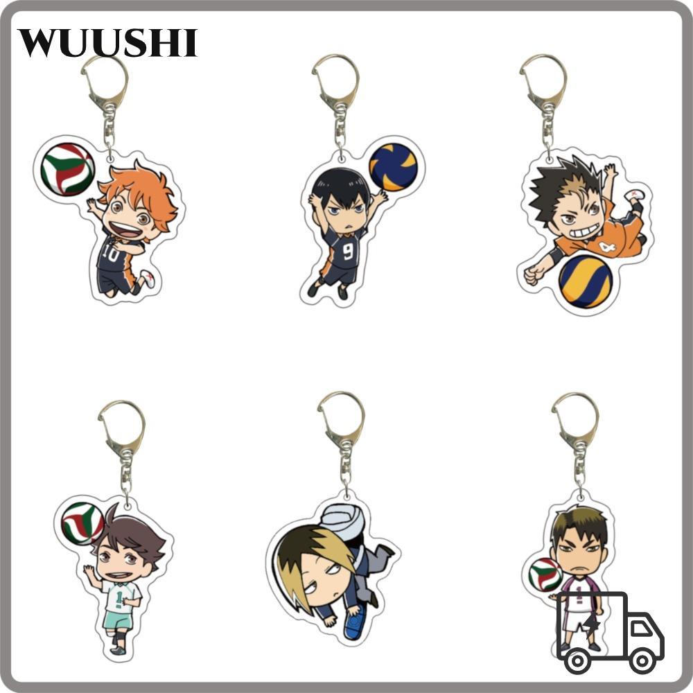 WUSHI Haikyuu พวงกุญแจ, Shoyo Hinata Oikawa Tooru Kenma Kozume แฟนตกแต่งจี้อะคริลิค,น่ารักวอลเลย์บอล