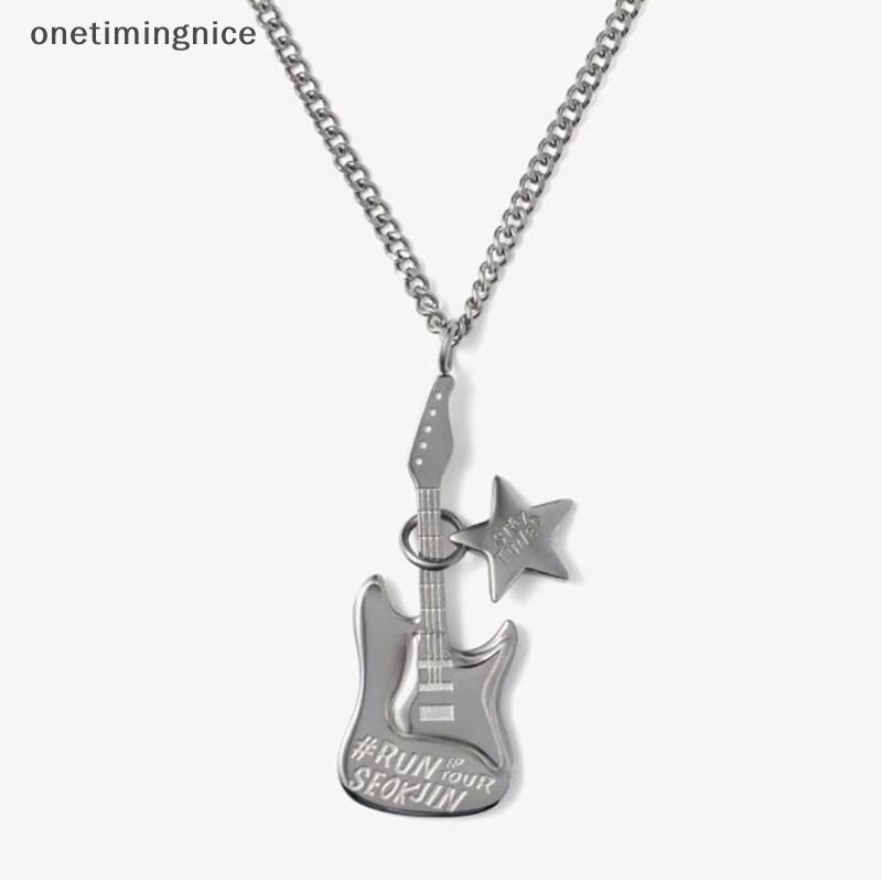 Onetimingnice Retro เพลงกีตาร์ Charm สร้อยคอสําหรับชายส่วนบุคคลจี้แฟชั่นนักร้องเครื่องประดับ OTN