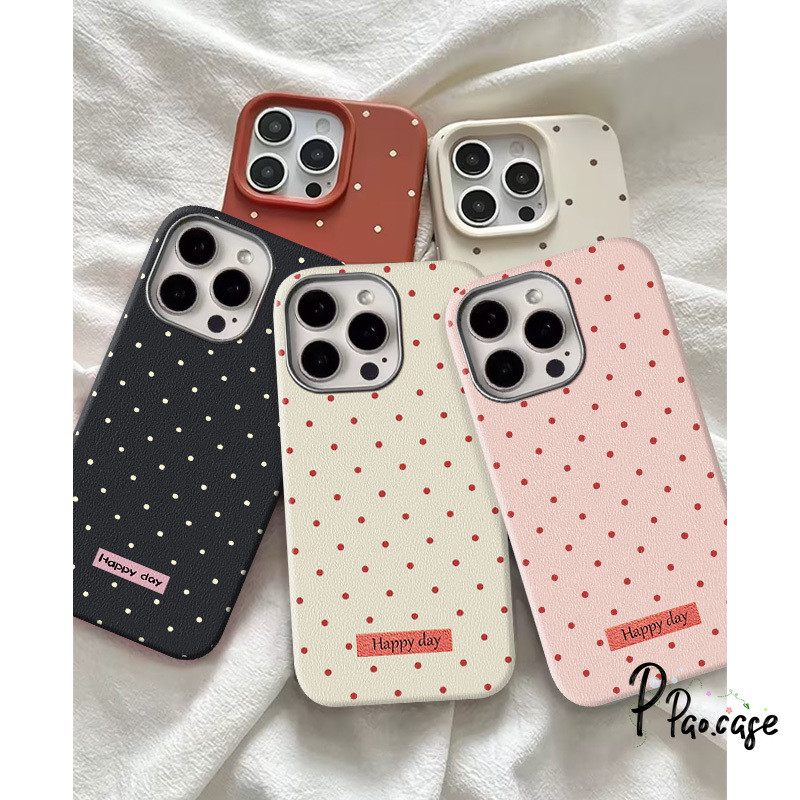 สำหรับ IPhone 17 16 11 15 Air 14 13 12 Pro Max 7 8 16 Plus XR X XS SE 2 3 ปกอ่อนลายจุดหนังลายจุดน่ารักเรียบง่าย