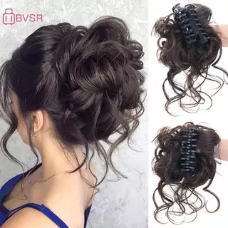BVSR สังเคราะห์ผม Bun Chignon Messy Curly Gripping คลิป Hairpin ยืดหยุ่น Scrunchy ผมปลอมชิ้นสําหรับผู้หญิง Hairpins TH