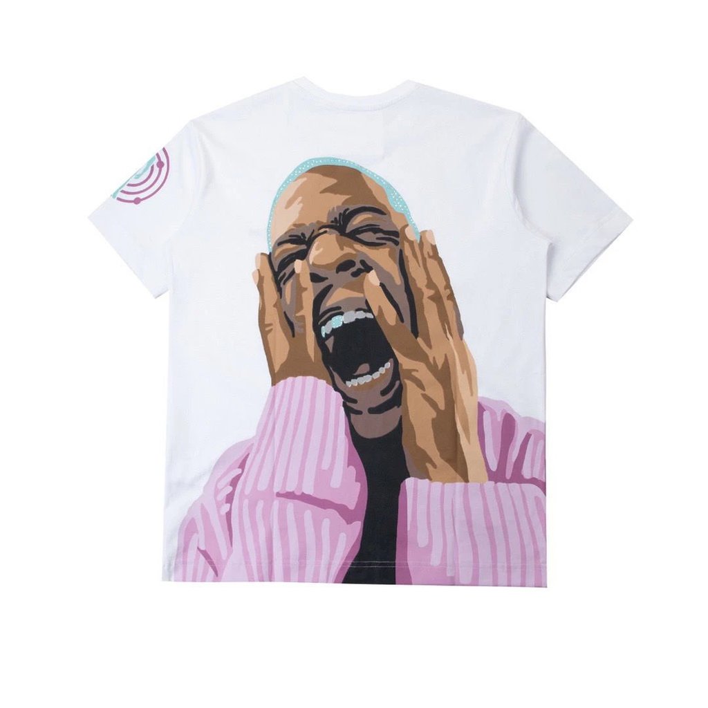 Givenchy GVC แขนสั้นผู้ชายกลับ Hip-Hop Rapist รูปแบบภาพพิมพ์รอบคอสีดําเข้ม tee Givenchy ครึ่งแขนหญิง