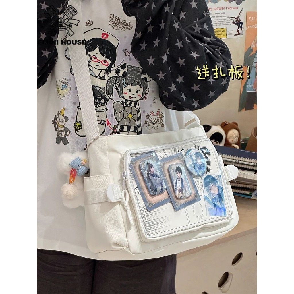 EMINI HOUSE กระเป๋าปวดสองมิติ กระเป๋า messenger EMINI HOUSE二 กระเป๋าพิมพ์เด็กทิ้งกระเป๋านักเรียนหญิง