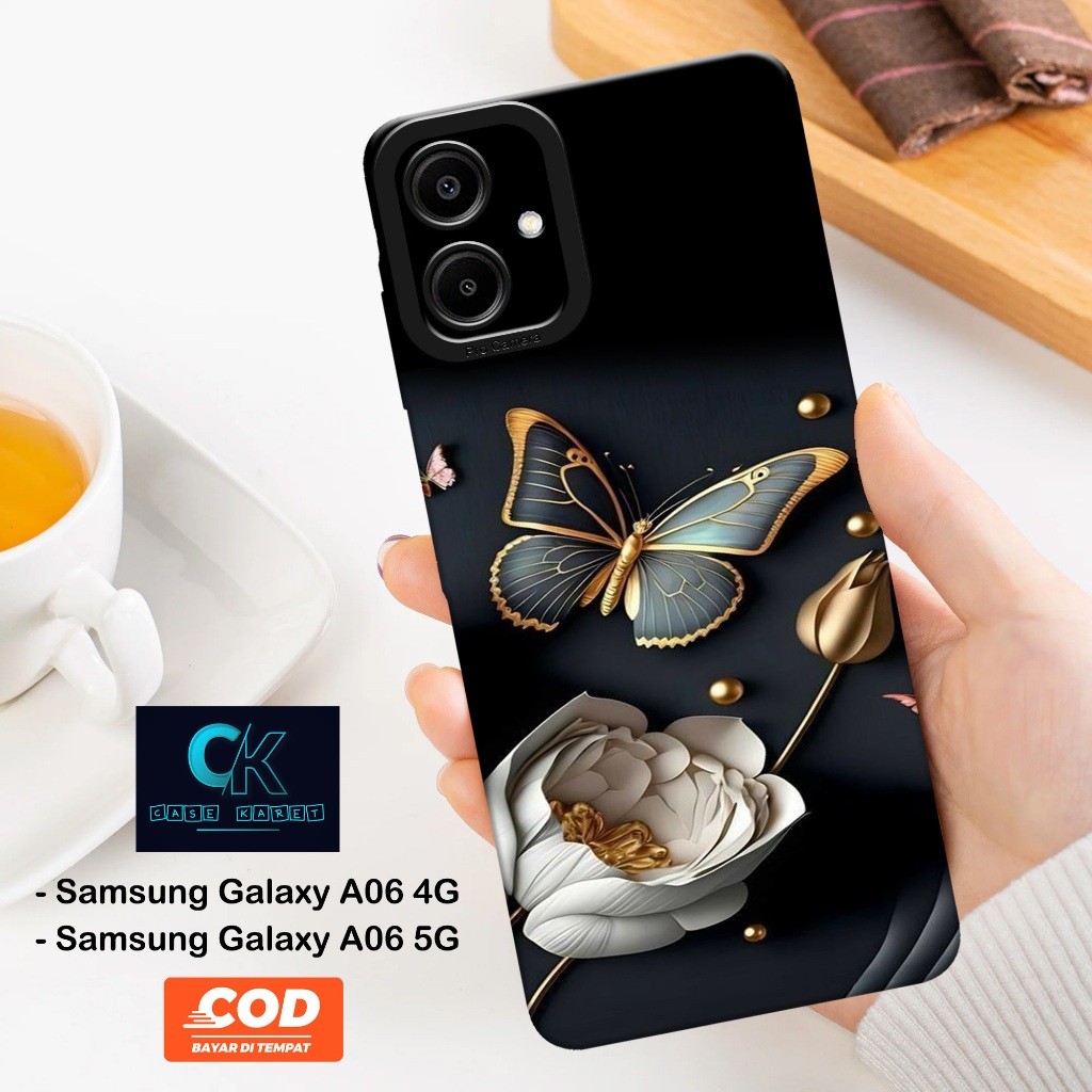 HP เคส Samsung Galaxy A06 4G / A06 5G ล่าสุด - เคสแฟชั่นผีเสื้อ - เคสยาง - เคส Samsung A06 4G / A06 
