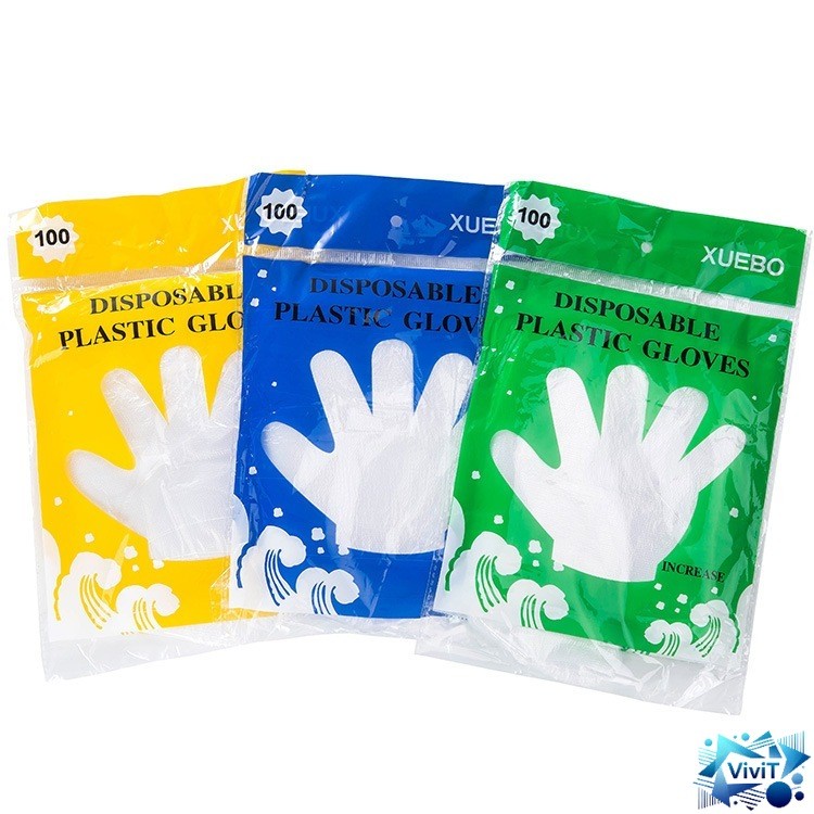 Vivi ถุงมือพลาสติกแบบใช้แล้วทิ้งสำหรับใช้ในบ้าน | สำหรับทำความสะอาด/ย้อมผม | หนาแน่นป้องกันรั่ว