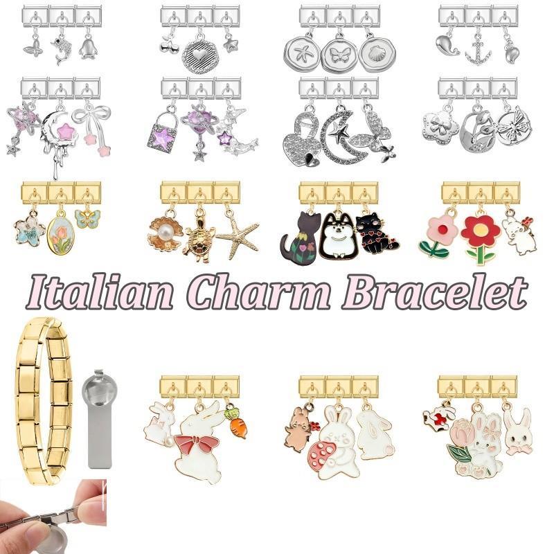 สร้อยข้อมือสแตนเลสประณีต ออกแบบเป็นกระต่ายสีชมพูกับดอกไม้โรสสไตล์อิตาเลียน เหมาะสำหรับผู้หญิง - รูปที่ 6